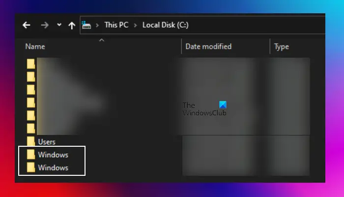 Two Windows folders in C drive