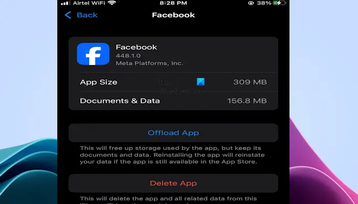 Desinstalar Facebook en iPhone
