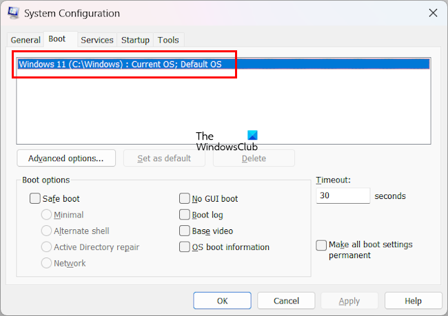 Vị trí thư mục Windows MSConfig