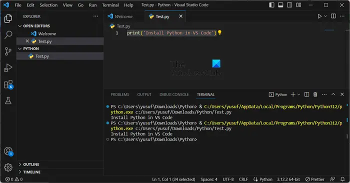 install Python in VS Code