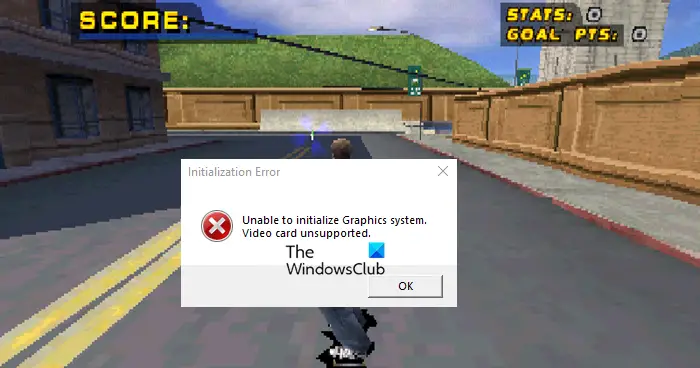 Unable to initialize the Graphics system