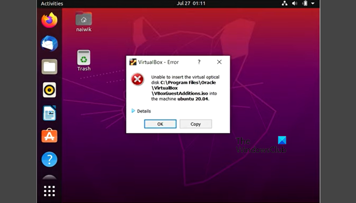 Không thể cài đặt Bổ sung khách trong VirtualBox