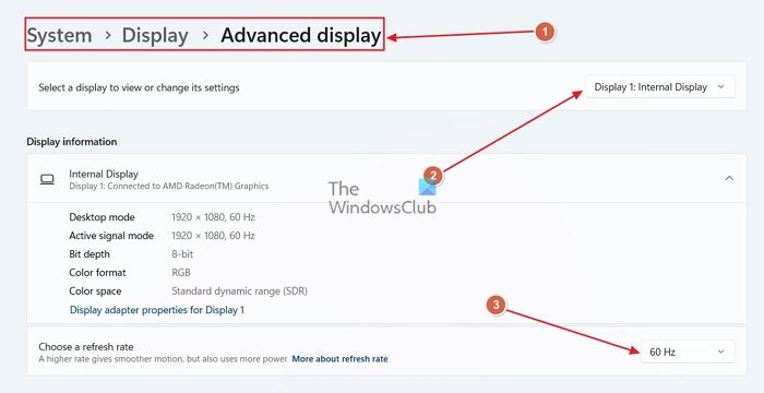 Change external display refresh rate in Windows