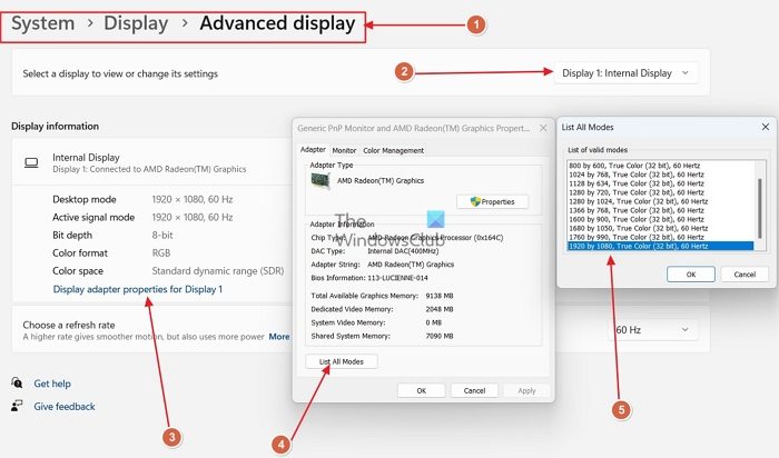 Changing display mode for external display in Windows