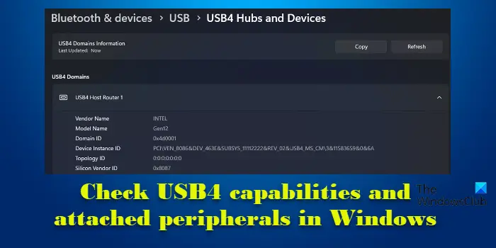 Check USB4 capabilities and attached peripherals