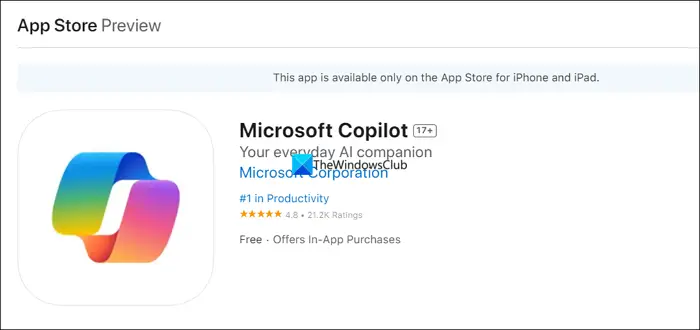 Copilot app on App Store
