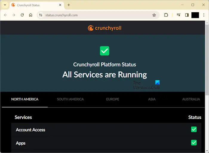 Crunchyroll server status