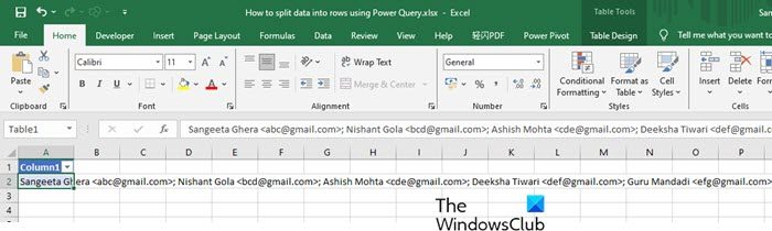 Data to split in Power Query