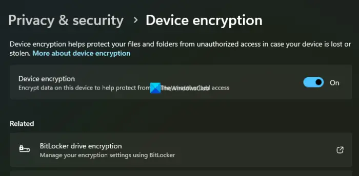 Device encryption on Windows 11