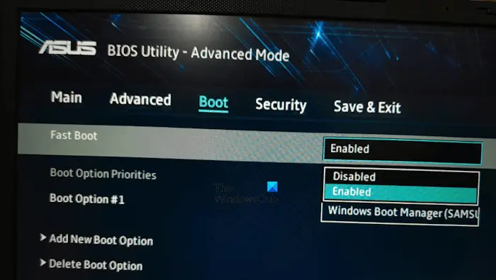 Disable Fast Boot in BIOS