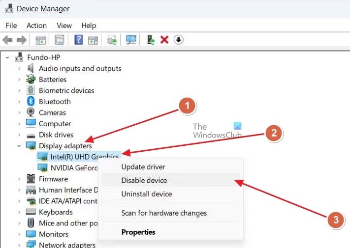 Disable integrated graphics in Windows