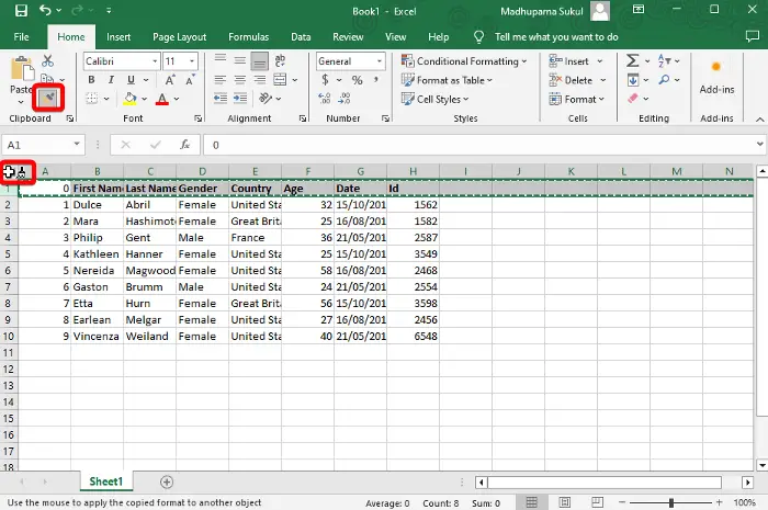 Make all cells the same size in Excel and google sheets
