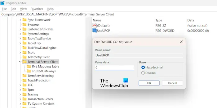 Modify Registry for RDP session