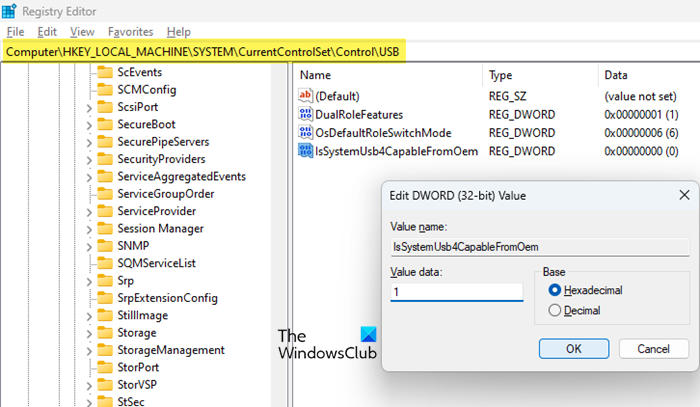 Reg key to always display USB settings page