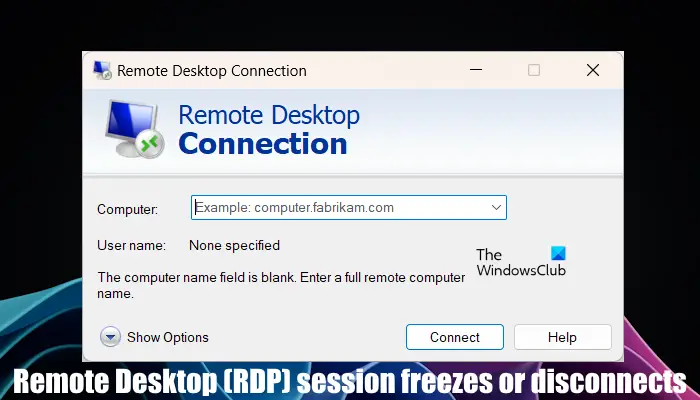 Remote Desktop (RDP) session freezes disconnects