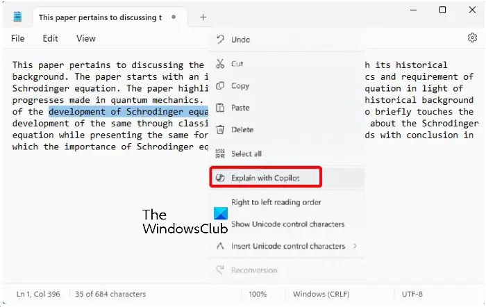 Explain With Copilot in Notepad Windows 11
