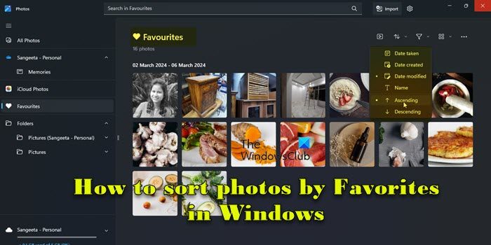 Sort photos by Favorites in Windows