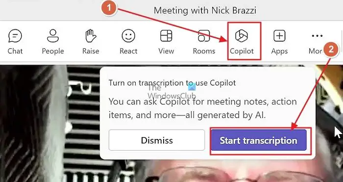 Start A Meeting Transcription In Copilot For Microsoft Teams
