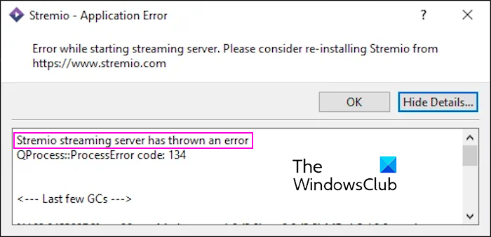 Stremio streaming server has thrown an error