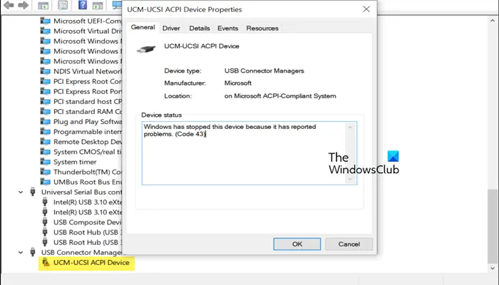 UCM-UCSI ACPI Device Driver Error in Windows