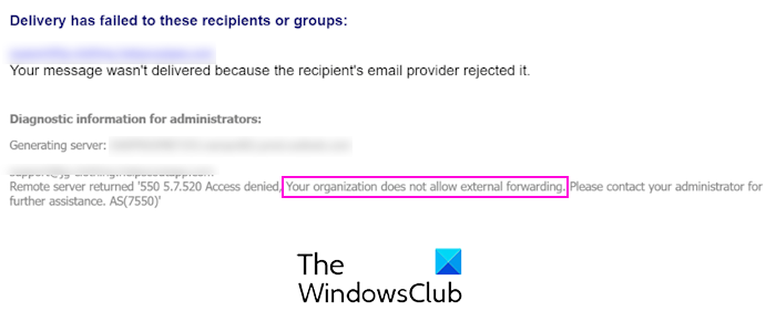 Your organization does not allow external forwarding in Microsoft 365