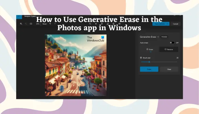 Generative Erase in the Photos app Windows 11
