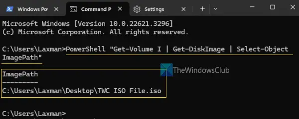 check iso path using command prompt