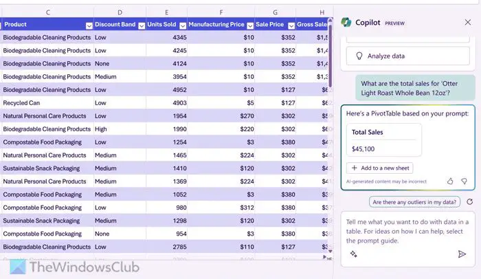 10 Copilot prompts for Excel