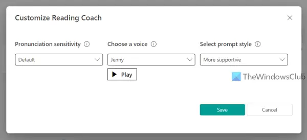 personalizar la configuración del entrenador de lectura