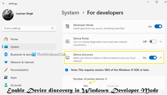 enable device discovery windows 11