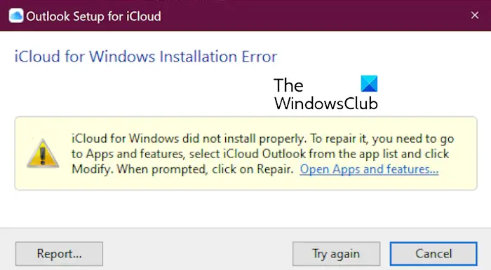 iCloud for Windows did not install properly