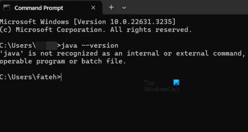 Java is not recognized as internal or external command image.