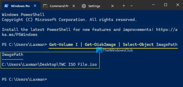 mounted iso location using powershell