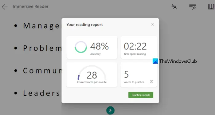reading report generated