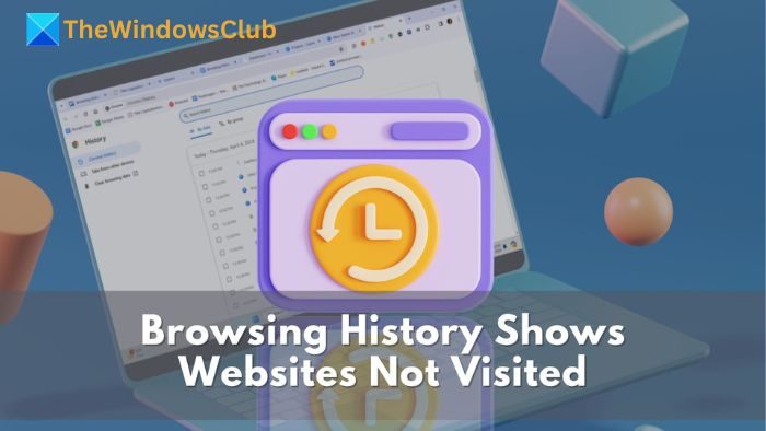 Browsing history shows websites not visited