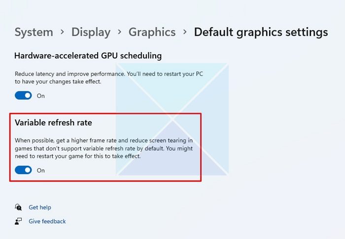 Change Variable Refresh Rate Windows