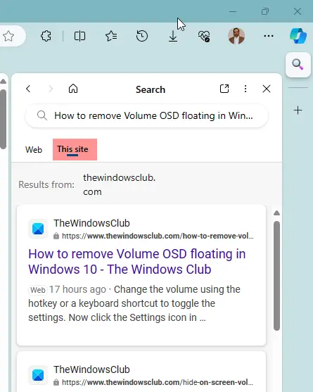 How to search a particular website using Bing on Edge 