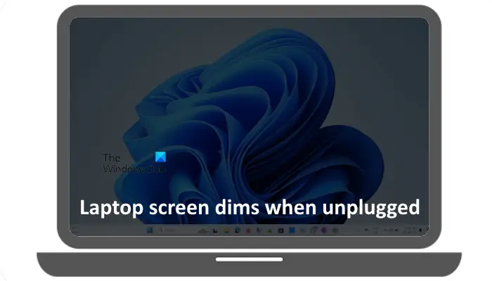 Laptop screen dims when unplugged
