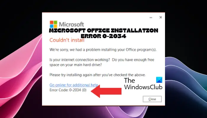 Microsoft Office installation error 0-2034