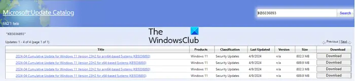 Catálogo de Microsoft Update