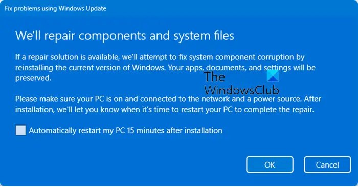 Reinstall Windows using Windows Update