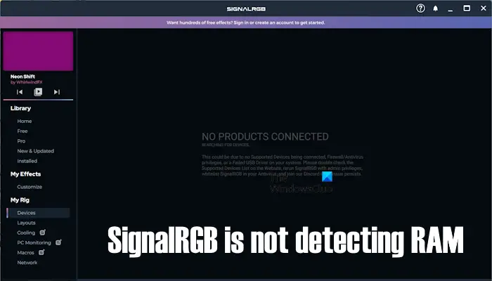 SignalRGB is not detecting RAM