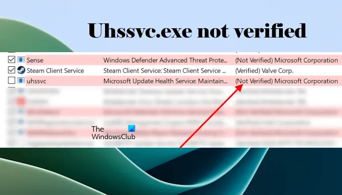 Uhssvc.exe not verified