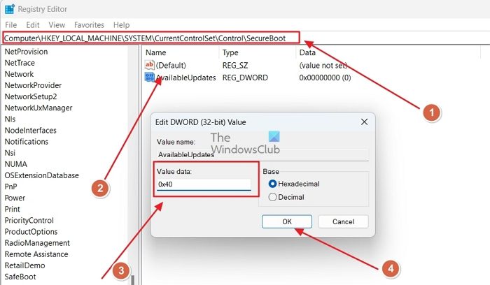 Update to Windows UEFI CA 2023 certificate through Registry Editor