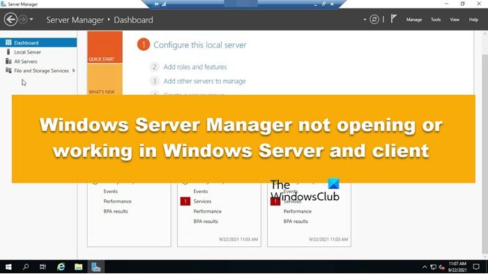 Windows Server Manager not opening or working