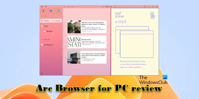 Arc Browser for PC review