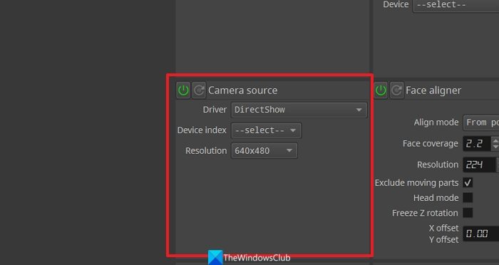 Camera source on DeepFaceLive