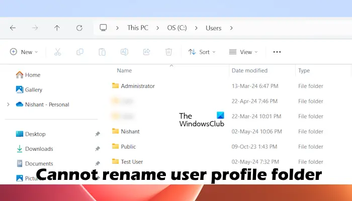 Cannot rename user profile folder