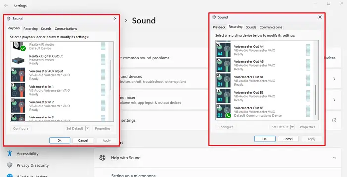 Change Default input and output Windows