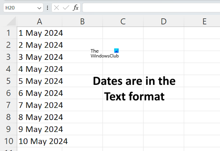 Dates are in Text format